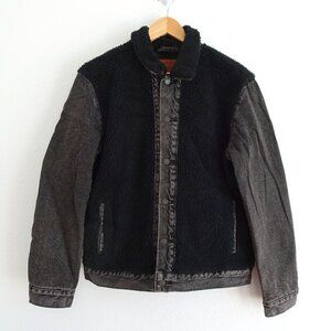 Levi's Sherpa Panel Trucker Jacket Men's Size M Black Denim Jean Jacket
